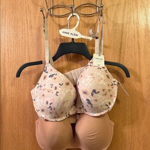 Anne Klein Floral Print Bra - Cream and Tan